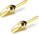 Mini Ice Scoop Set of 2, E-far 3 Ounce Gold Stainless Steel Scoops for Candy/Flour/Sugar, Small Metal Scoops for Party/Canisters Jars/Kitchen Bar/Ice Maker, Rust Proof & Dishwasher Safe