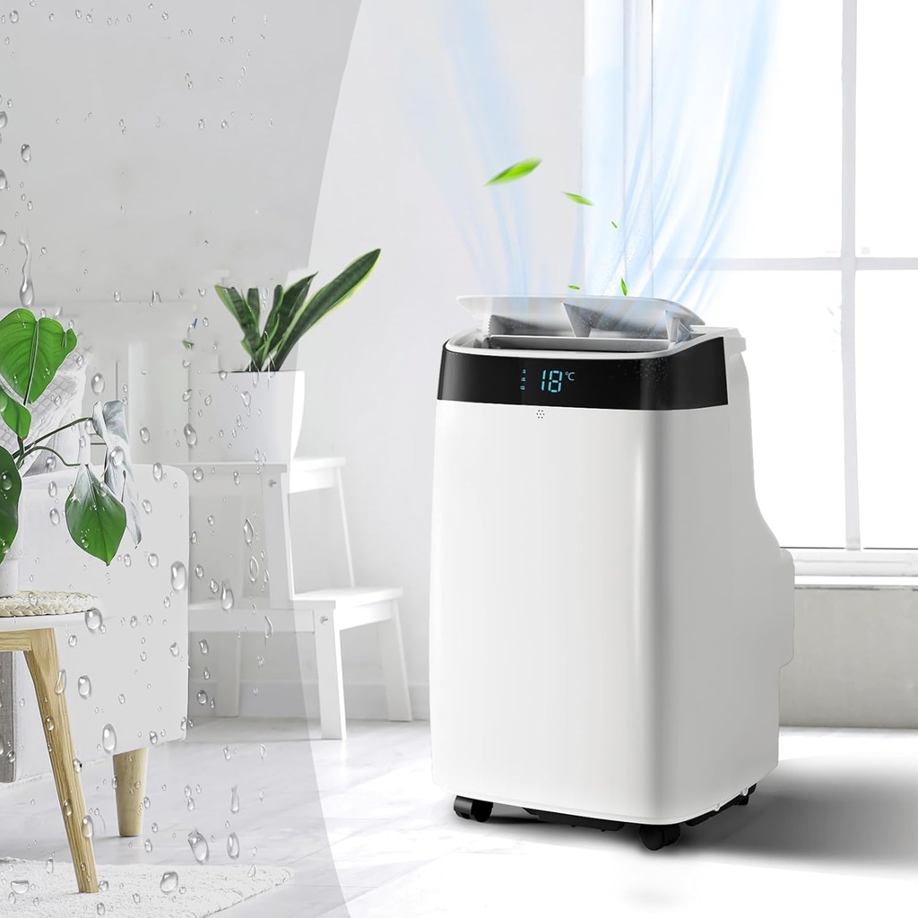 Portable Air Conditioner,10000 BTU Cooling Power, Up to 450 Sq. Ft Coverage,3-in-1 Functions with Digital Display, Remote Control, Ideal for Home or Office, White