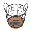 Metal Wire Coffee Pod Holder Solid Wood Base Organize with Wide Opening Storage Basket for Countertop Keeps Coffee Pods Securely Stored and Easily Accessible (Black)