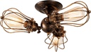 Vintage Ceiling Light Industrial Rotatable Semi-Flush Mount Ceiling Light Metal Lamp Fixtures Painted Finish (with 3 Light) (Bronze)