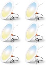 FREELICHT 6 Pack Retrofit LED Recessed Lighting 6 Inch, Selectable 2700K/3000K/4000K/5000K/6000K, Dimmable Flat LED Can Lights, 10W=110W, 1000LM, IC & Damp Rated, ETL & FCC, White