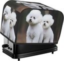 Bichon Frise 2 Slice Toaster Covers Dustproof Splash-Proof Bread Machine Cover Fingerprint Protectors Small Washable Kitchen Appliance Cover Universal Size
