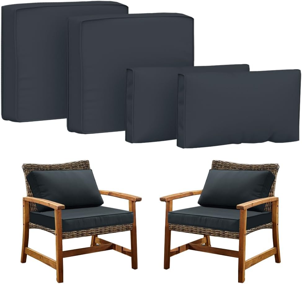 Covers for 4Pcs Patio Cushion 24.8X24.8x3.5inch Outdoor Furniture Cushion Slipcovers Replacement with Zipper Seat and Backrest Cover for Garden and Backyard (Covers ONLY)