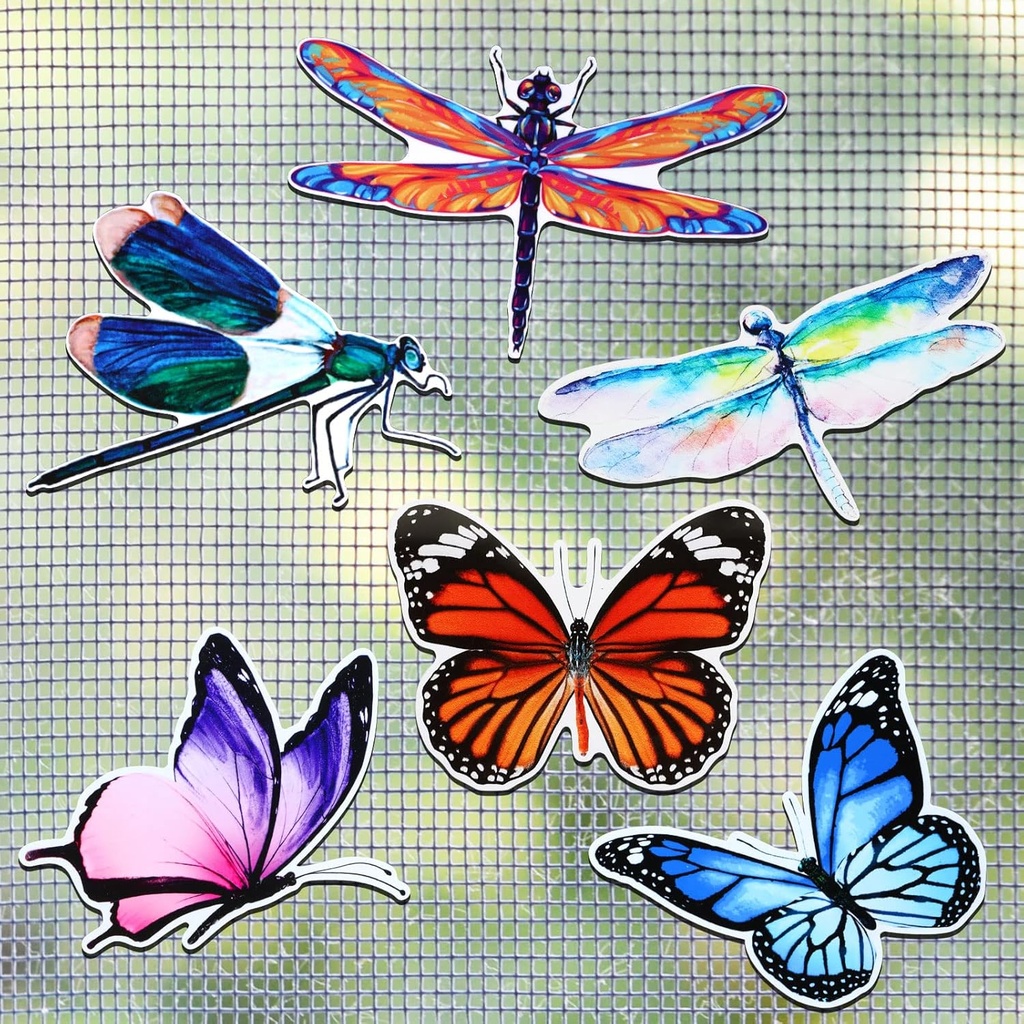 12 Pcs Screen Door Magnets Butterfly Dragonfly Decorative Screen Protector Magnets for Window Flexible Double Sided Keeping Pet, People and Sliding Doors Safe