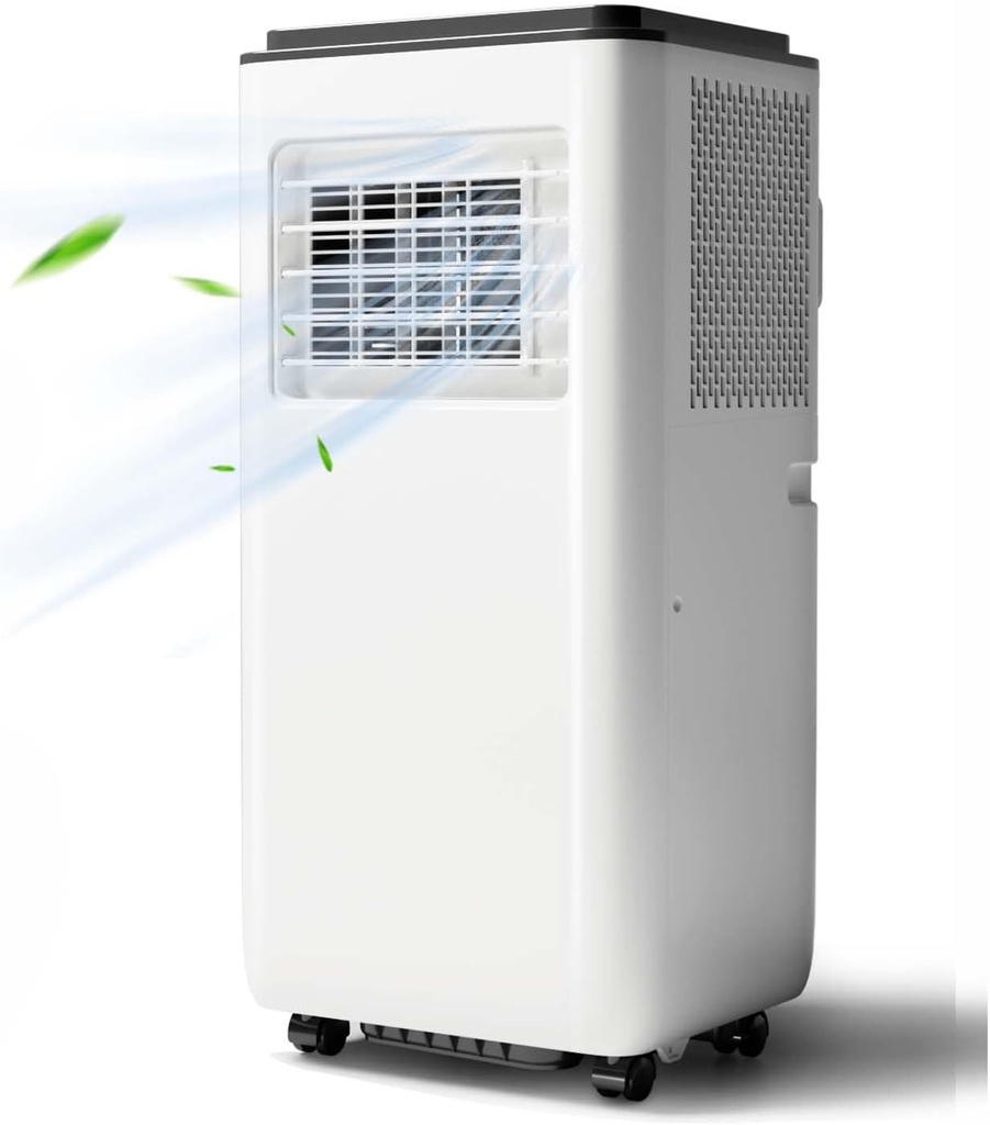 10,000 BTU Portable Air Conditioner 3IN1 AC Unit with Dehumidifier & Fan, Ideal for Rooms up to 450 Sq. Ft, Include Remote Control & Window Kit, Compact Design for Home, Office, or Garage, Sleek White