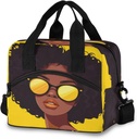 ALAZA African American Woman Insulated Lunch Bag Box Reusable Cooler Bags with Shoulder Strap for Women Men Adult Kids, 19-Can (12.5L)