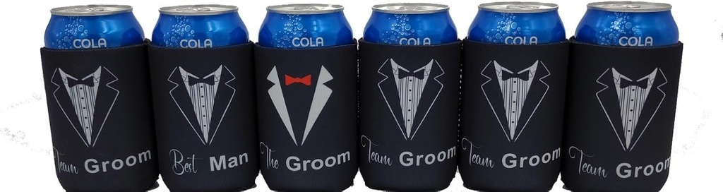Groomsmen Can Cooler Sleeves (Groom, Best Man, Groomsmen) | Groomsmen Gift (Ultimate Bundle 6pcs)