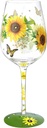 NymphFable Hand-painted Wine Glass Sun Flower Butterfly Artisan Painted 15oz Personalised SunFlower Gifts for Women