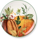 Harvest Fields 11” Ceramic Dinner Plates – Set of 4 Rustic Farmhouse Plates with Vibrant Pumpkin & Botanical Design – Perfect for Fall Dining, Thanksgiving Feasts & Cozy Gatherings – Microwave Safe