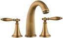 Antique Brass 3 Hole Bathtub Sink Faucet, Hot and Cold Water, Bathroom Sink Faucet - A