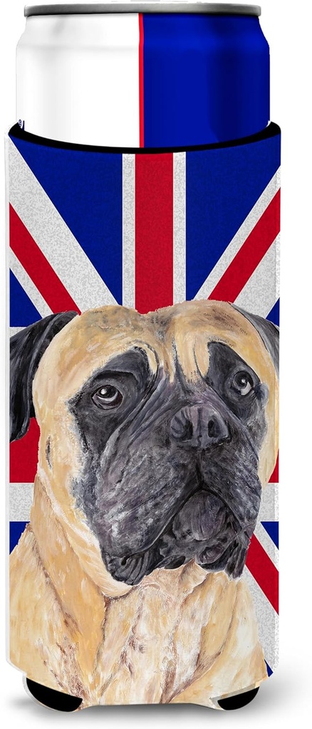 Mastiff with English Union Jack British Flag Ultra Beverage Insulators for slim cans
