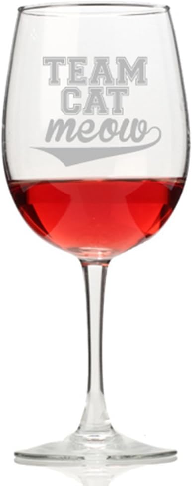 Team Cat Meow Wine Glass