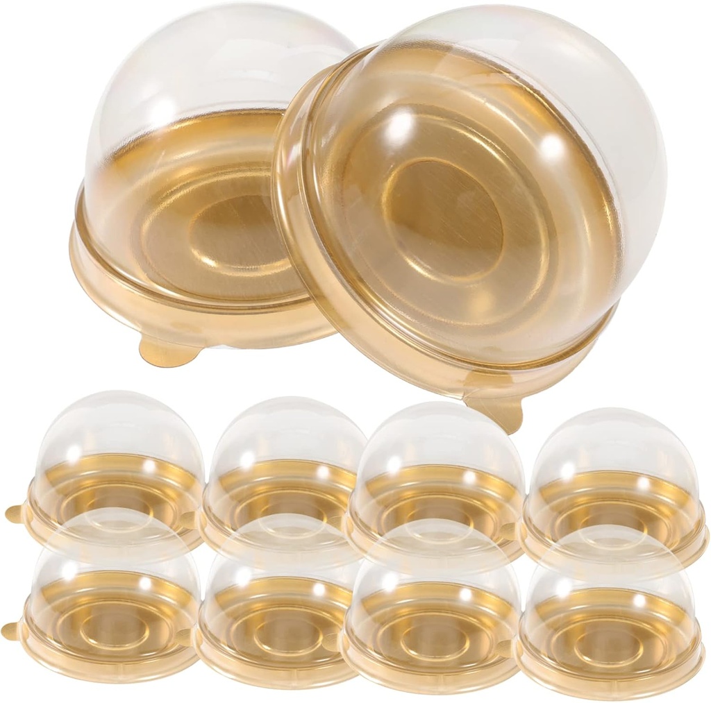 Unomor 50pcs Transparent Cake Packing Cases Individual Cupcake Boxes for Mousse Macaron Dessert Storage for Baking Gifting