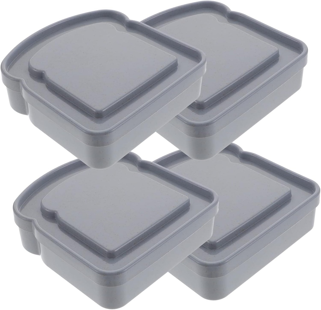 4pcs Portable Sandwich Holders Airtight Lunch Boxes for Bread Toast Storage Microwave Dishwasher Safe Fruit Fresh Keeping Containers for Camping Picnic and Meal Prep