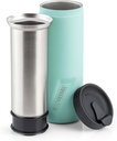 EcoVessel Travel French Press, Portable Coffee Maker, Stainless Steel Insulated Coffee Press, Reusable Single Serve Bottle for On-The-Go Use, 14oz (Mint)