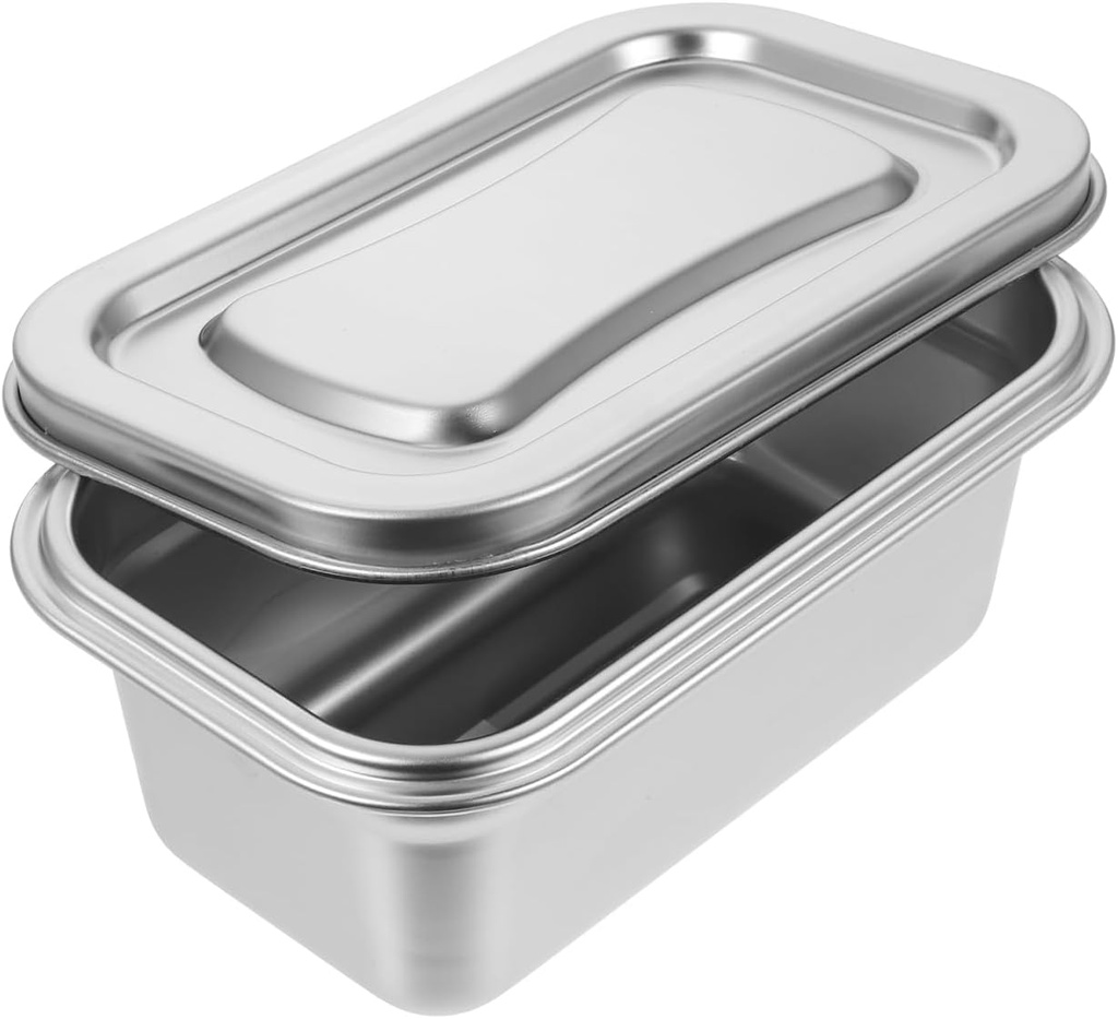 Stainless Steel Food Storage Container, Mini Ice Cream Holder Box Fridge Organizer Case Metal Freezer Bin Airtight Snack Bowl Reusable Refrigerator Boxes