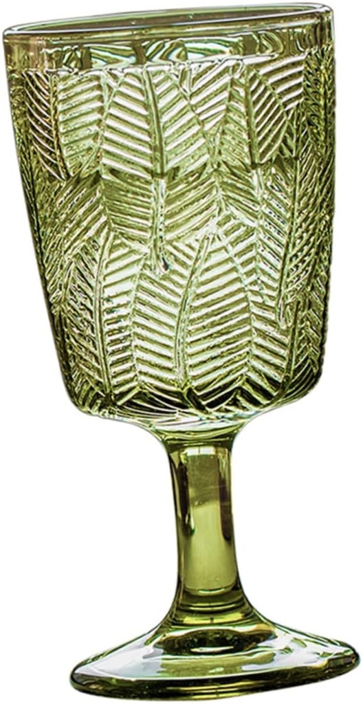 Embossed Goblet Vintage Glass Wine Cup with Leaf Pattern Elegant Drinking Glass for Water Cocktails and Parties present for Friends and Family