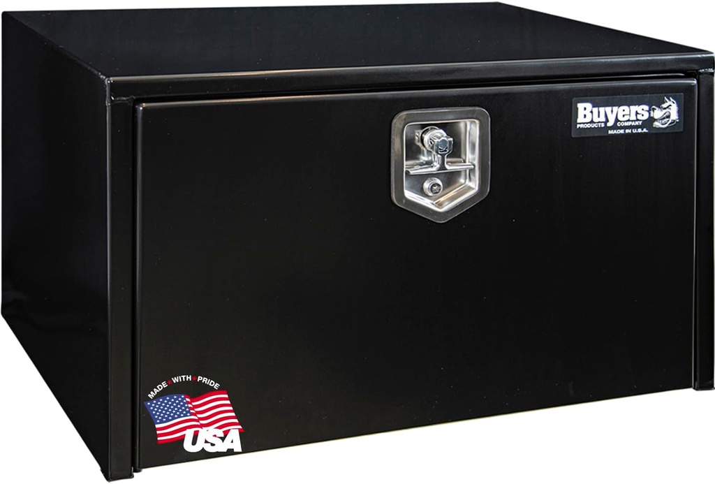 Buyers Products 1702303 Black Steel Underbody Truck Box, 18 x 18 x 30 Inch, Made In The USA, 14 Ga Black Steel Trailer/Truck Bed Tool Box, Weather-Resistant, Locking T-Latch