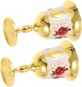 ABOOFAN 2pcs Medieval Vintage Drinking Cups Zinc Alloy Metal Embossed Wine Goblets Decorative Cups for Home