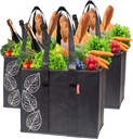 PLANET E Reusable Grocery Bags - Heavy Duty Shopping Bags with Handles, Kitchen Reusable Grocery Totes, Durable Grocery Bag Carrier and Tote, Hard Bottom for Extra Support (3 Pack)