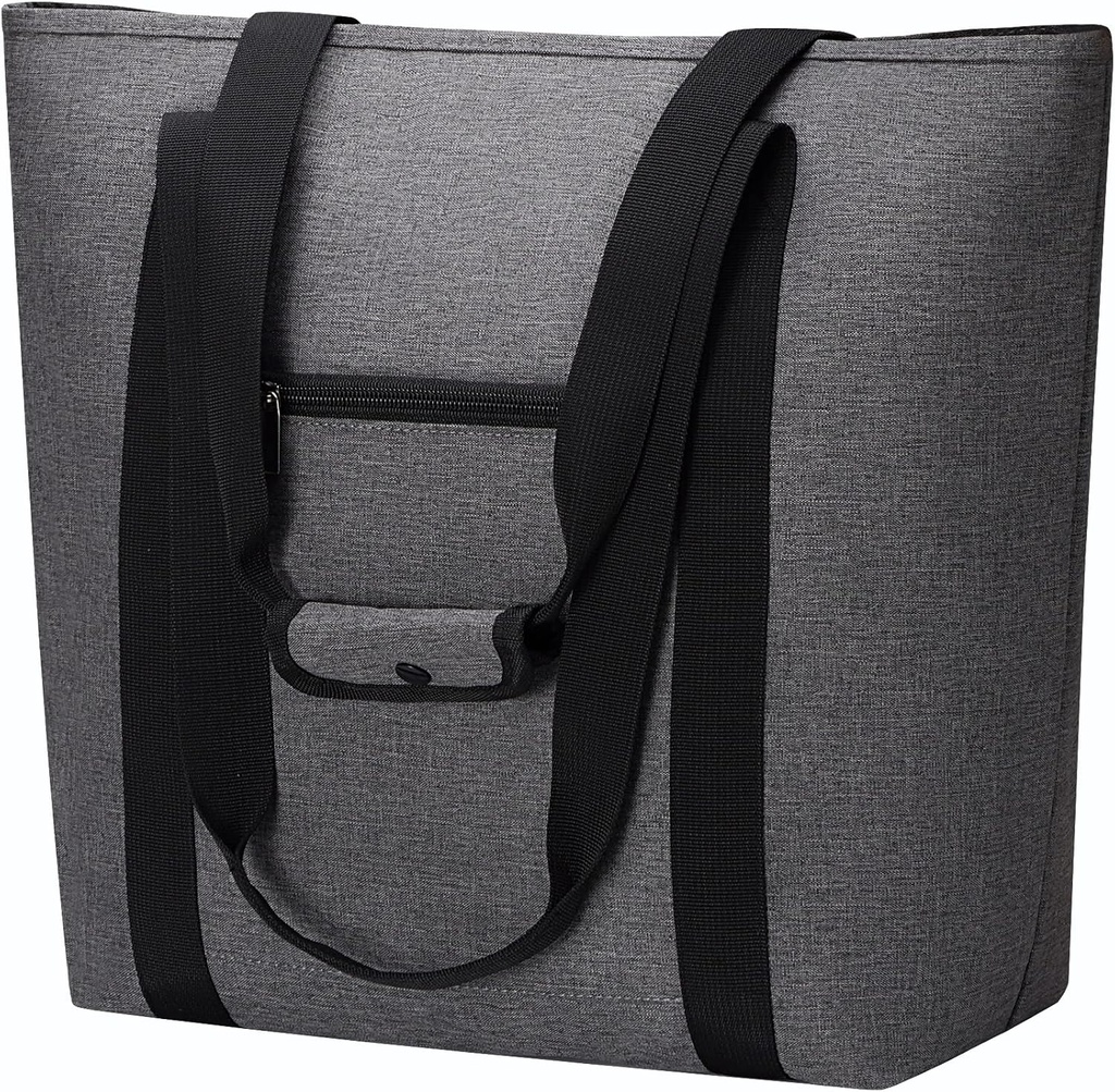 LHZK Large Insulated Cooler Bag, Reusable Grocery Bag for Cold or Hot Food Transportation, Cooler Bags Insulated for for Delivery, Travel, Hiking, Camping and Picnic (Large, Gray)