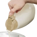 TableCraft PP64BE Option Dispenser, 64 oz., 5-3/4" x 6-3/4" x 9", Graduated Markings, Dishwasher Safe, clarified Polypropylene, Plastic lid, Beige, BPA Free, Made in USA