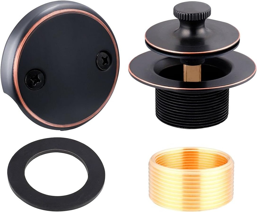 Oil Rubbed Bronze Bath Tub Drain Conversion Kit Assembly, Lift and Turn Tub Drain Kit, Brass Construction Easy Installation