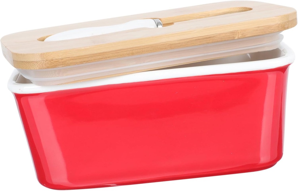 1set Ceramic Butter Container with Lid and Cutter Airtight Food Storage Box for Snacks Cheese and Bread Premium - Material for Home and Kitchen Decor