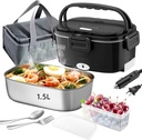 Electric Lunch Box For Adults, 80W Heated Lunch Box 1.5L Stainless Steel Heatable Lunchbox For Men, 12V/24V/110V Portable Food Warmer For Car Truck Work，Electric heating lunch box