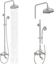 BWE Exposed Bathroom Shower Faucet Set Brushed Nickel Bathroom Shower Faucet Triple Functions 8 Inch Rainfall Shower Head Handheld Spray with Tub Spout Exposed Shower System Double Handle