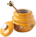 Alipis Ceramic Honey Jar with Lid and Wooden Dipper 4.7Oz Honey Storage Container for Kitchen Tabletop Decor and Syrup Condiments