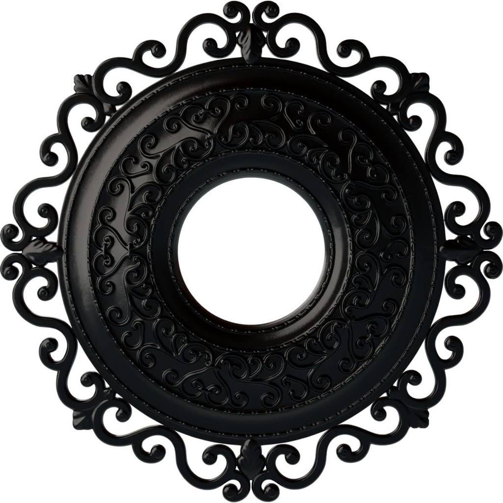 Ekena Millwork CM22ORBLF Orrington Ceiling Medallion, 22" OD x 6 1/4 ID x 1 3/4 P, Jet Black