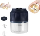 Electric Garlic Chopper, Mini Portable Veggie Chopper, Rechargeable Food Processor with 4 Sharp Blades, Portable Stainless Steel Food Choppers for Chopping Garlic Onion Ginger(Blue)