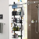 5-Tier Over the Door Pantry Organizer, Pantry Door Organizer Shelves, Kitchen Organizers and Storage, Hanging Basket Wall Spice Rack Seasoning Shelves, Laundry Room Bathroom Accessories, Black