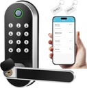 Keyless Entry Fingerprint Smart Lock with Handle & Keypad: Sifely Biometric Digital Electronic Lock with Code, Electric Deadbolt Door Knob for Front, Interior, Exterior & Bedroom Doors (Silver)