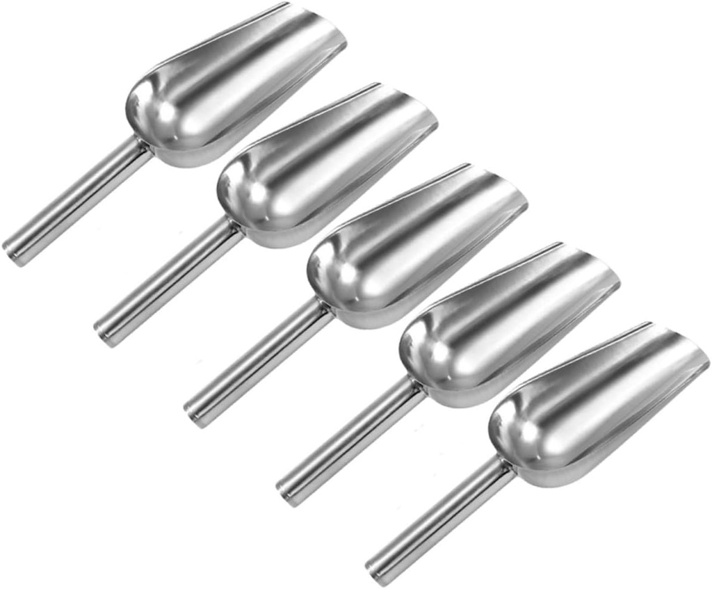 5pcs Stainless Steel Multi-functional Food Scoops for Ice Flour Rice and Pet Food Ergonomic Handle Design for Comfortable Grip and Easy Use