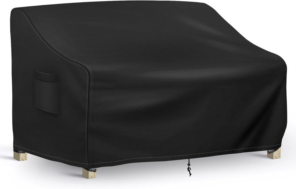 Patio Loveseat Cover Waterproof, 2-Seater Outdoor loveseat Cover, Patio Furniture Covers with Air Vent and Handles, 54W x 37D x 35H Inches, Black