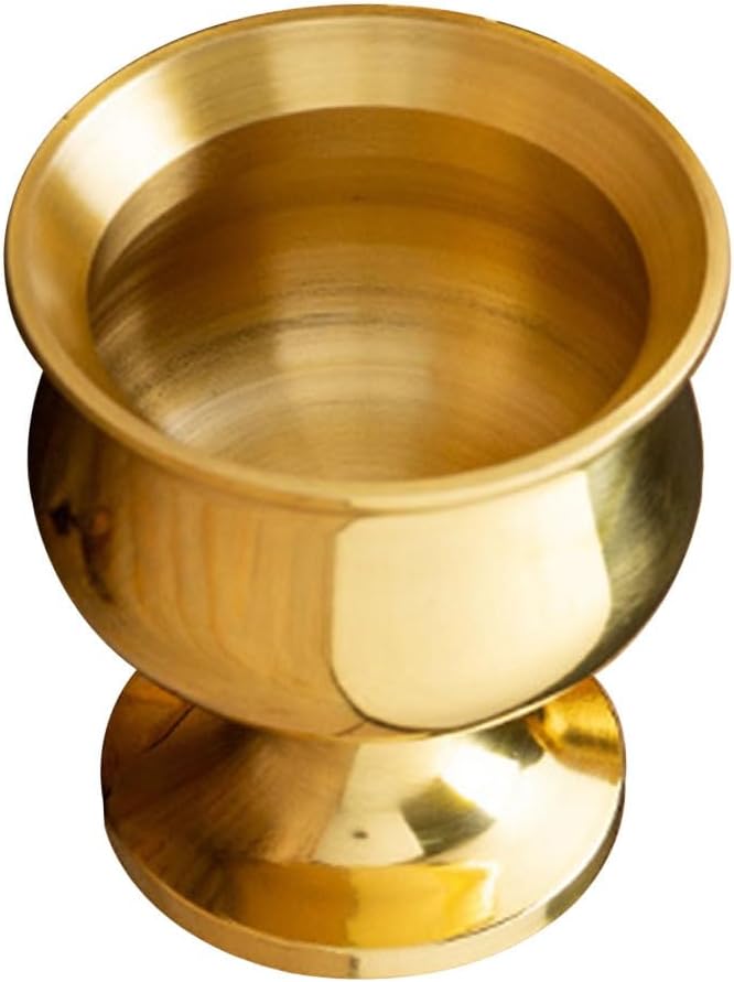 Hemoton Gold Buddha Water Offering Cup Brass Altar Cup Sacrificial Tea Goblet Decorative for Sacrificial Tea Yoga Meditation Incense Temple Decor(1.97 x 1.97 x 1.85 inch)