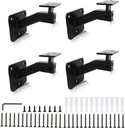4 Pcs Handrail Bracket Black, Adjustable Handrail Brackets Iron Staircase Handrail Brackets, Swivel Hand Rail Banister Brackets for Stairs, Corridors, Offices, Living Rooms