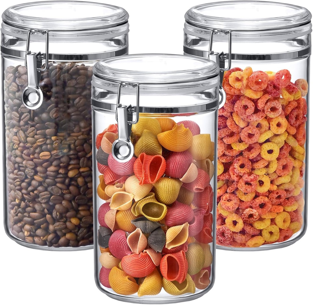 Amazing Abby - Cathy - 70-Ounce Plastic Canister (Set of 3), Plastic Airtight Food Container, Stackable for Pantry Storage, BPA-Free and Shatter-Proof, Perfect for Home and Commercial Use