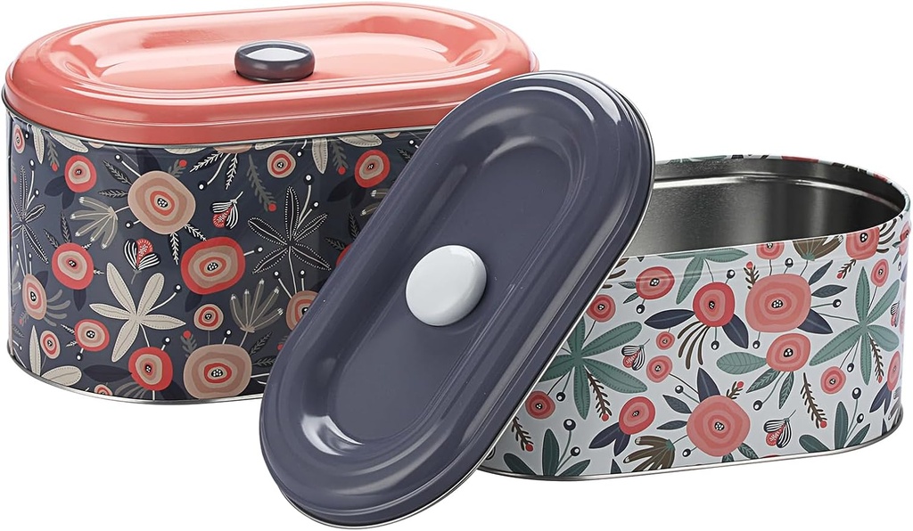 BSTKEY 2 Pack Cookie Tins, Cookie Snack Jars with Lid, Decorative Candy Canister, Baking Gift Tins Cute Countertop Tinplate Box for Storing Patisseries, Puff Pastries Craft Supplies, 2 Sizes