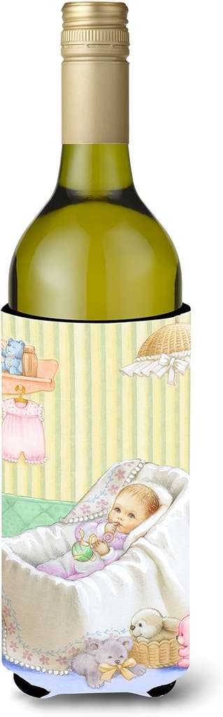 Caroline's Treasures APH7093LITERK New Baby in Crib Wine Bottle Hugger Bottle Cooler Sleeve Hugger Machine Washable Collapsible Insulator Beverage Insulated Holder