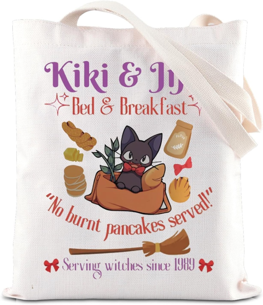 FOTAP Kiki's Anime Lover Gift Kiki&Jiji’s Bed And Breakfast Inspire Tote Bag Black Cat Lover Handbag Animated Movie Gift