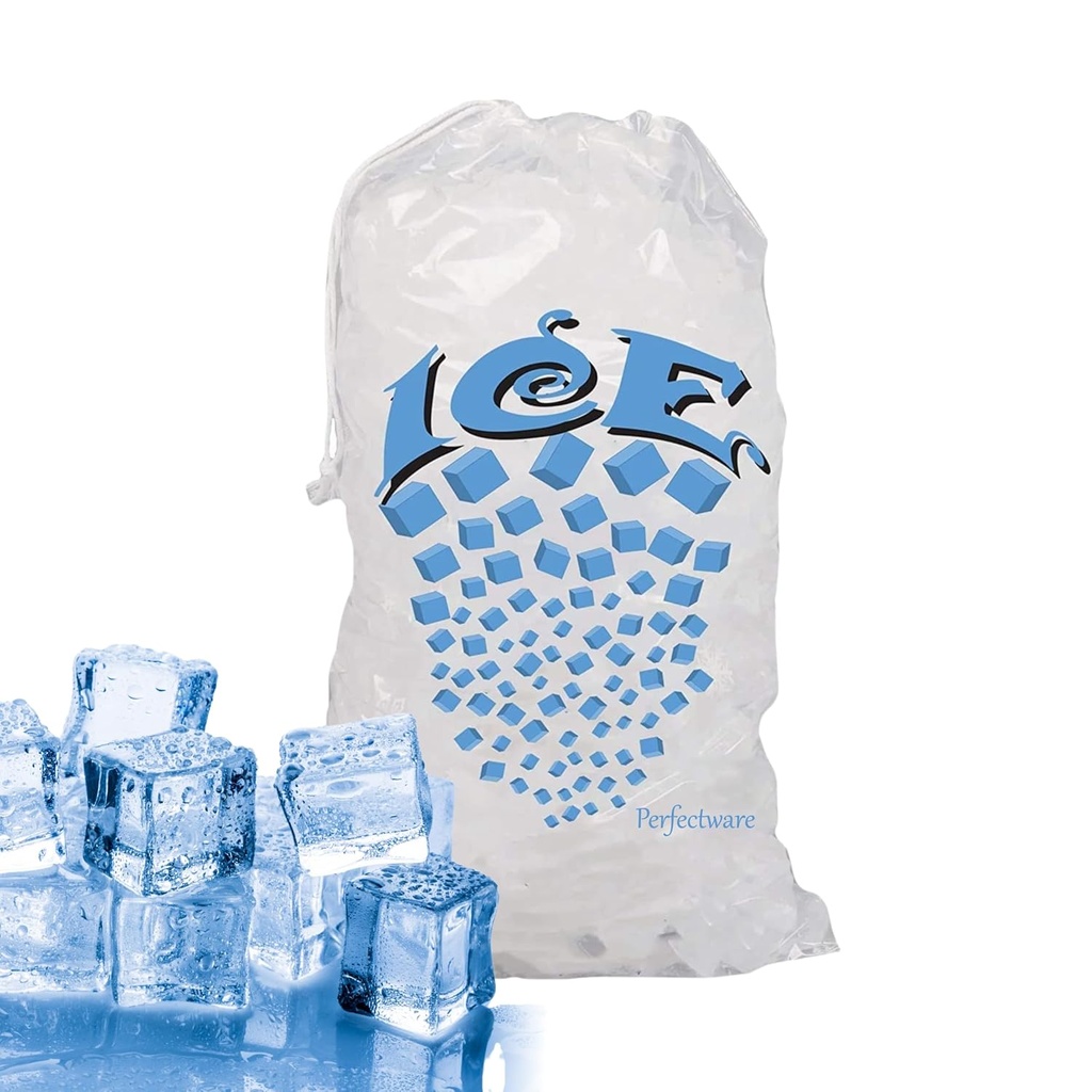 Perfectware- 8lb Drawstring Ice Bags w/Cotton String Handle- Pack of 50ct