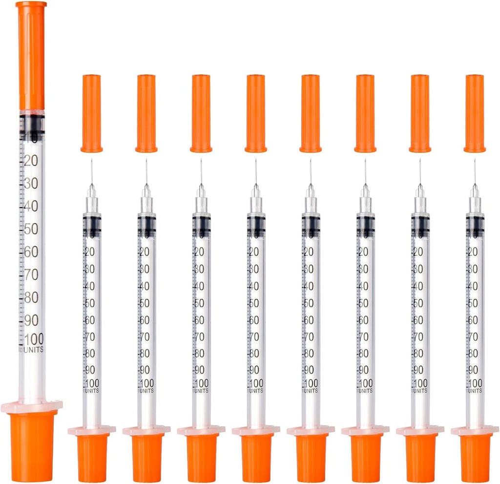 30PACK U-100 Syringes, 30G 5/16" (8mm) 1ml/cc Disposable Syringe, Individual Wrapped
