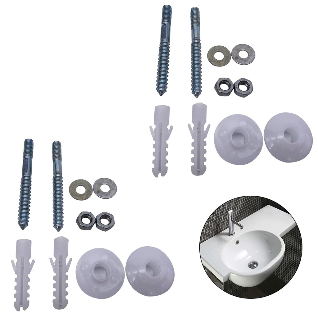 Bathroom Basin Sink Wall Mounting Kit, 2 Sets, Screws, Bolts, Washers, Plugs