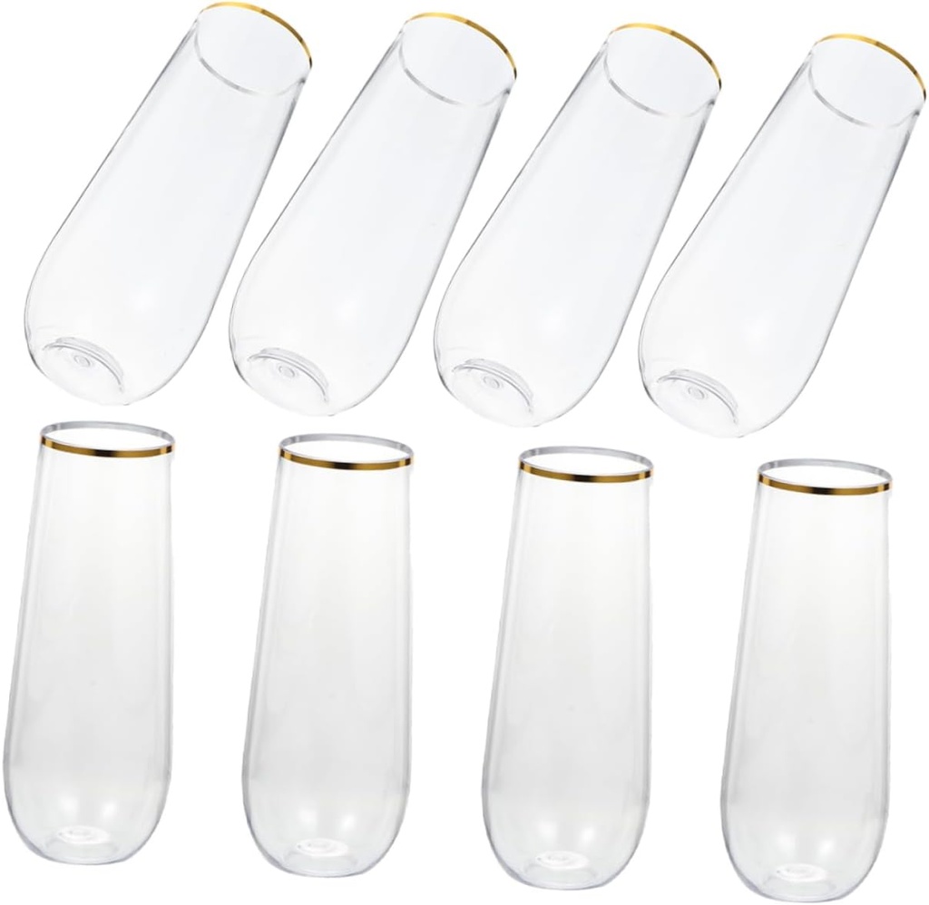 8pcs Plastic Wine Goblets Packdisposable Cups Bar Party Flutes Lightweight Unbreakable Cocktail Glasses