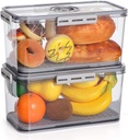 2 Pcs Boxes Bread Storage Vegetable Fruit for Holder Containers, Food Airtight Refrigerator Keeper Kitchen Storage Bread Bins with Large Countertop, Cases Lid