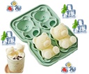 3D Bear Mold for Kids,Ice Cream Molds Reusable Easy Release DIY Ice Cube Molds, Cute Cartoon Ice Cube Maker for Whiskey (Green Bear Silicone Mold)