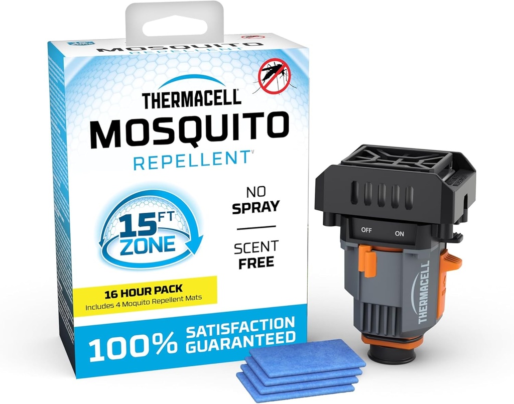 Thermacell Mosquito Backpacker Repeller, Gen 2.0 with 16 Hours of Repellent; 15 Foot Zone of Mosquito Protection; Long Lasting, Deet Free Bug Spray Alternative, Scent Free